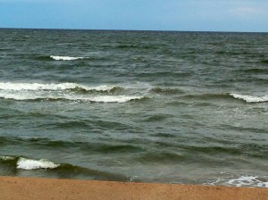 Waves Beginning to Kick Up On the Seawall